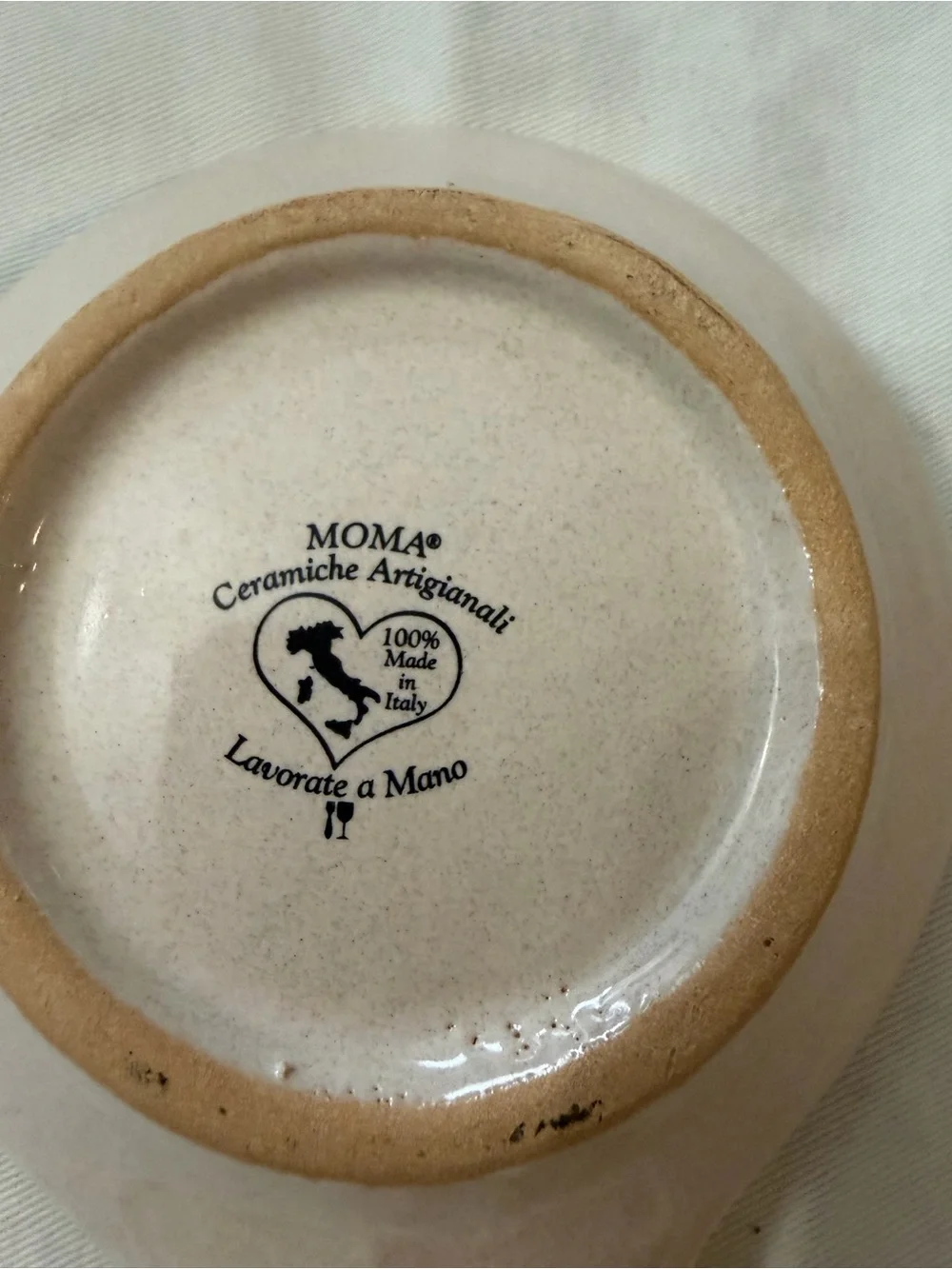 Moma Ceramic Spoon Rest with Yellow Rim and Blue Motif